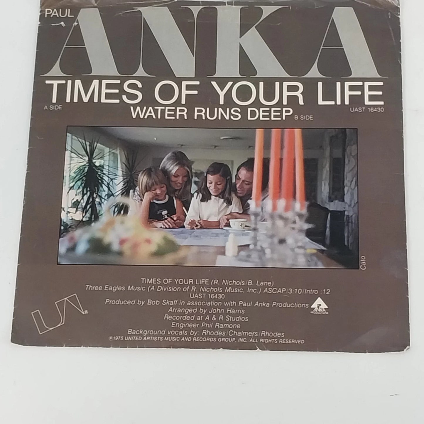 Paul Anka Water Runs Deep 45 RPM Vinyl Picture Sleeve UA