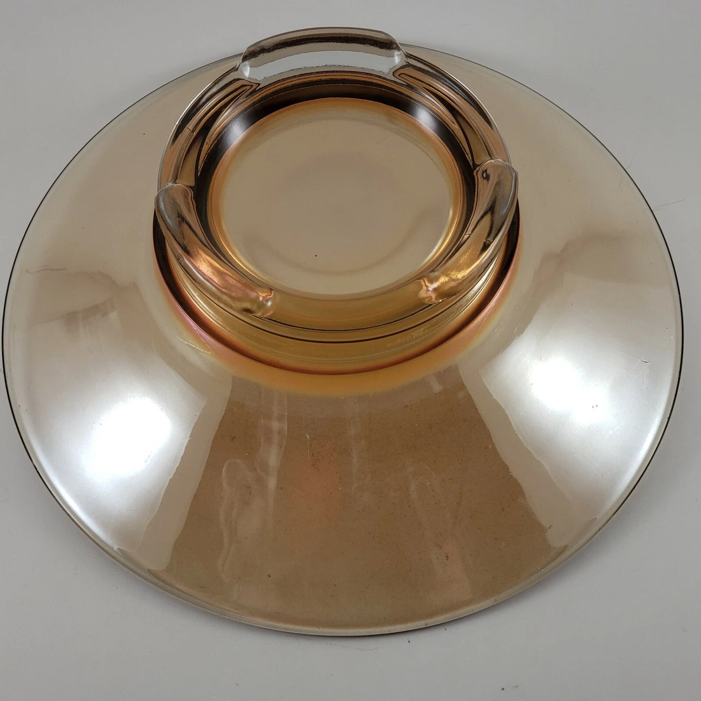 Marigold Footed Glass Serving Bowl 10" Elegant 3-Foot Base Amber Carnival MCM