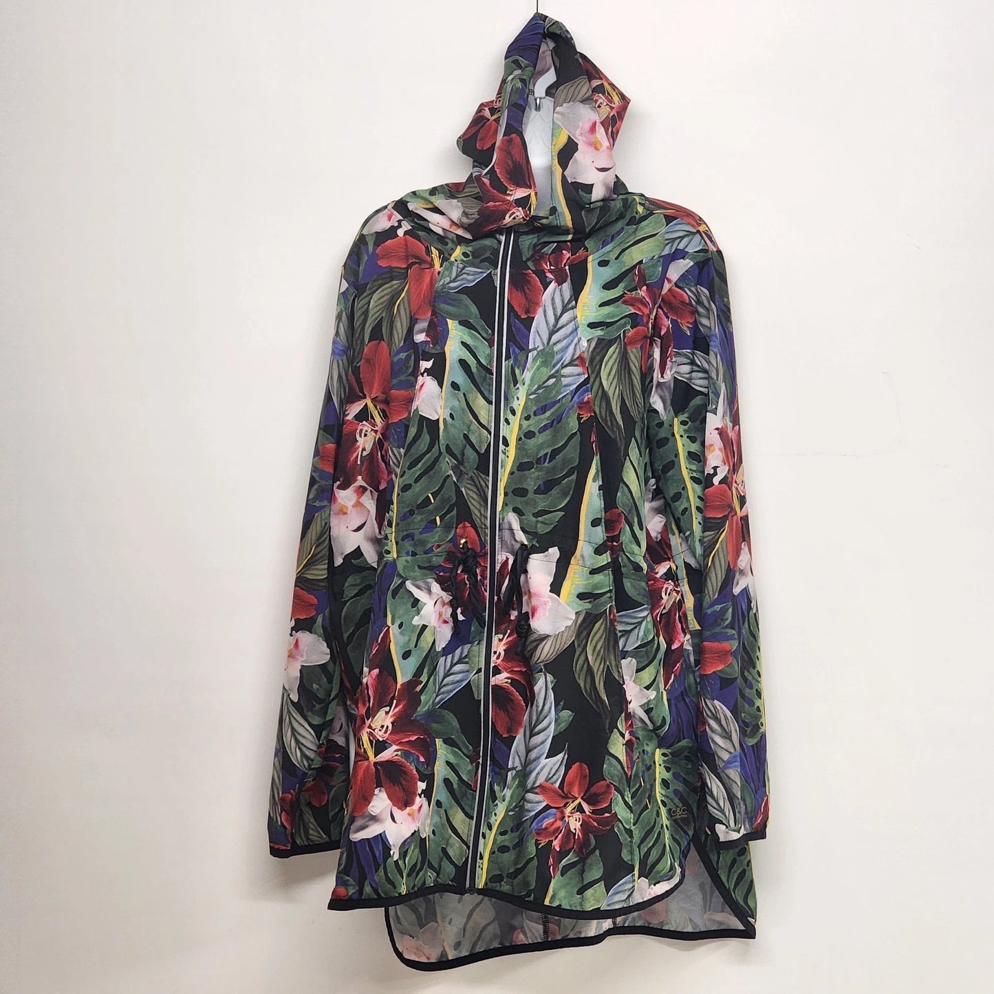 C&C California XL Floral Hooded Jacket Drawstring Windbreaker