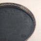 Reticulated Round Cocktail Serving Tray Black Formica Silver Plated 10.5" Vtg