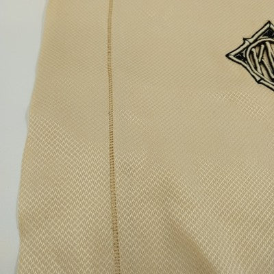 Rhodes & Brousse Paris Beige Scarf 13"x54" Silk Blend Fringe KMA Monogram VTG