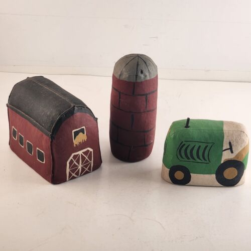 Canvas Tarp Handmade Farm Toys Vintage 3 Piece Tractor Silo and Barn 1989