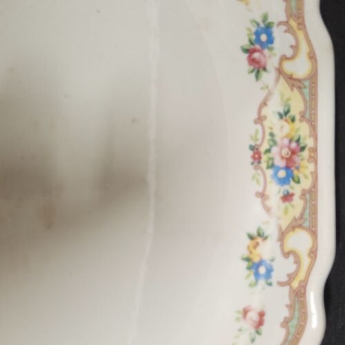 2 Mount Clemens MILDRED Floral Design Serving Platters Vintage 1930s 13.5 & 9.5"