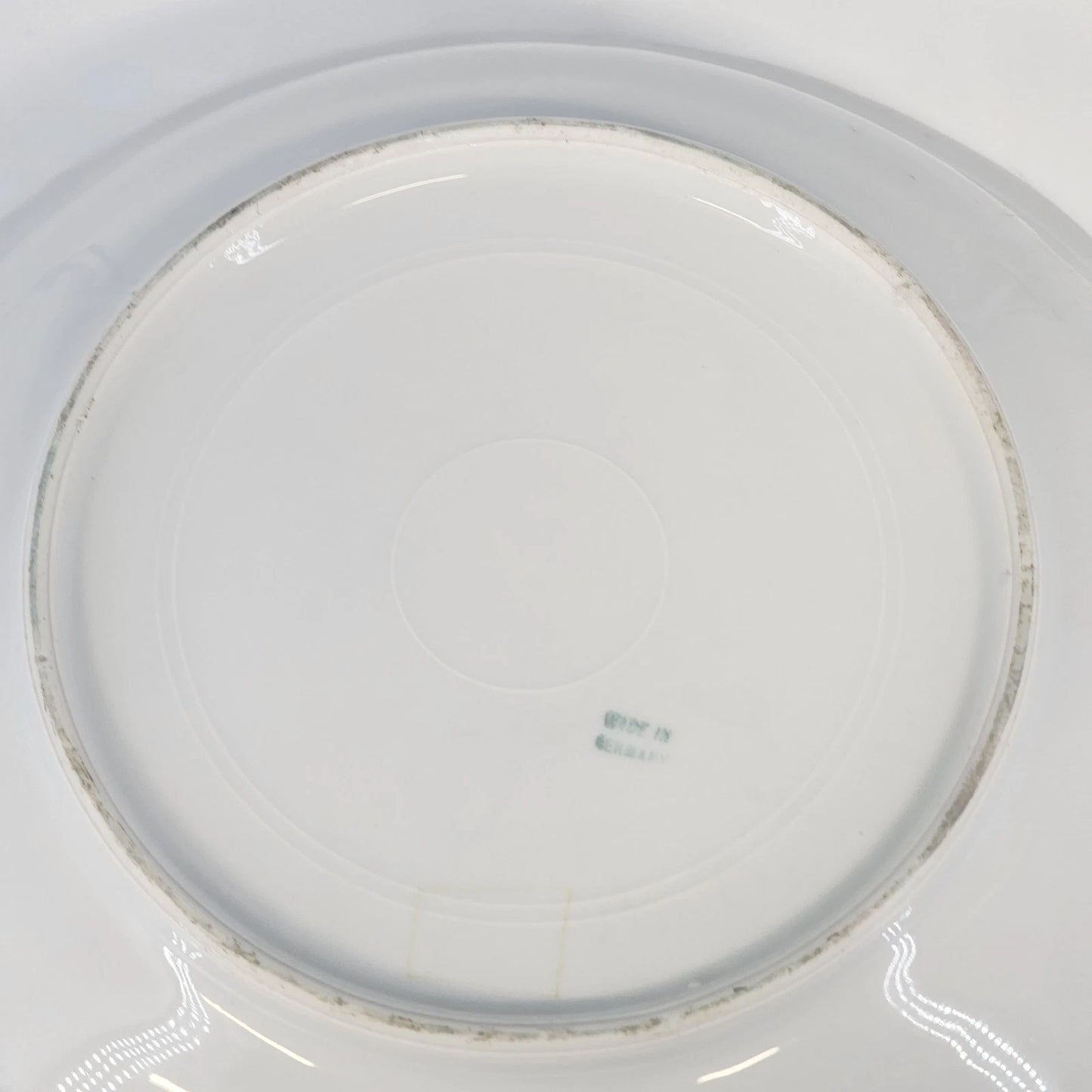 German Transferware Serving Bowl Roses Floral Scalloped Beaded Rim 10.5" Antique