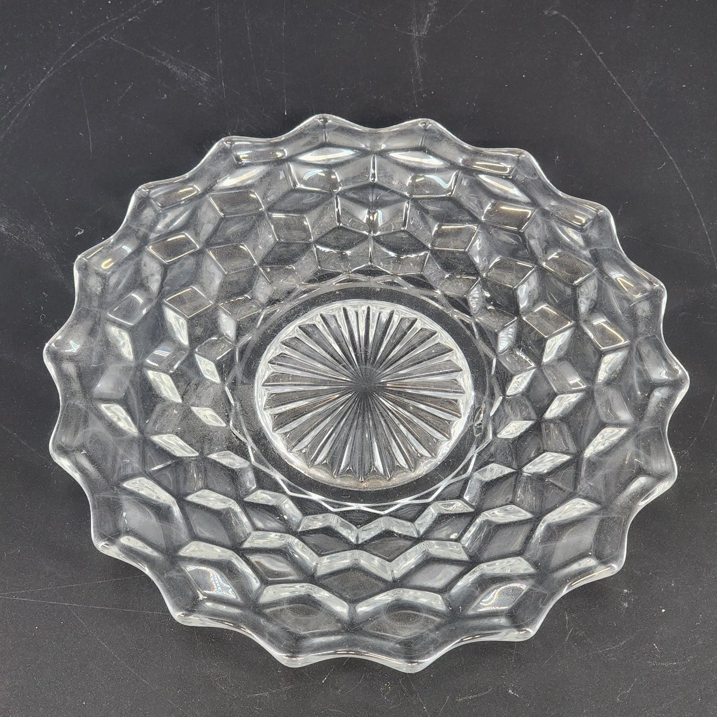 Fostoria American Glass Salad Plate 7.75 Inch Starburst Pattern