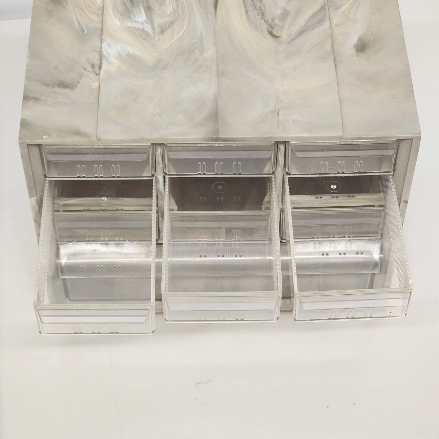 Akro Mils PM15 Storage Organizer 10 Drawer Swirl Plastic Cabinet 9.75" Vintage