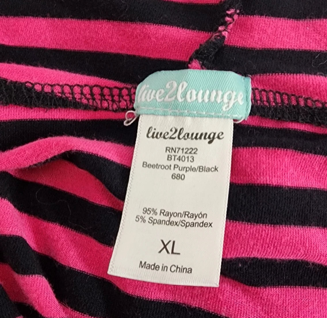 Live 2 Lounge XL Striped Hoodie Tunic Purple Black Knit