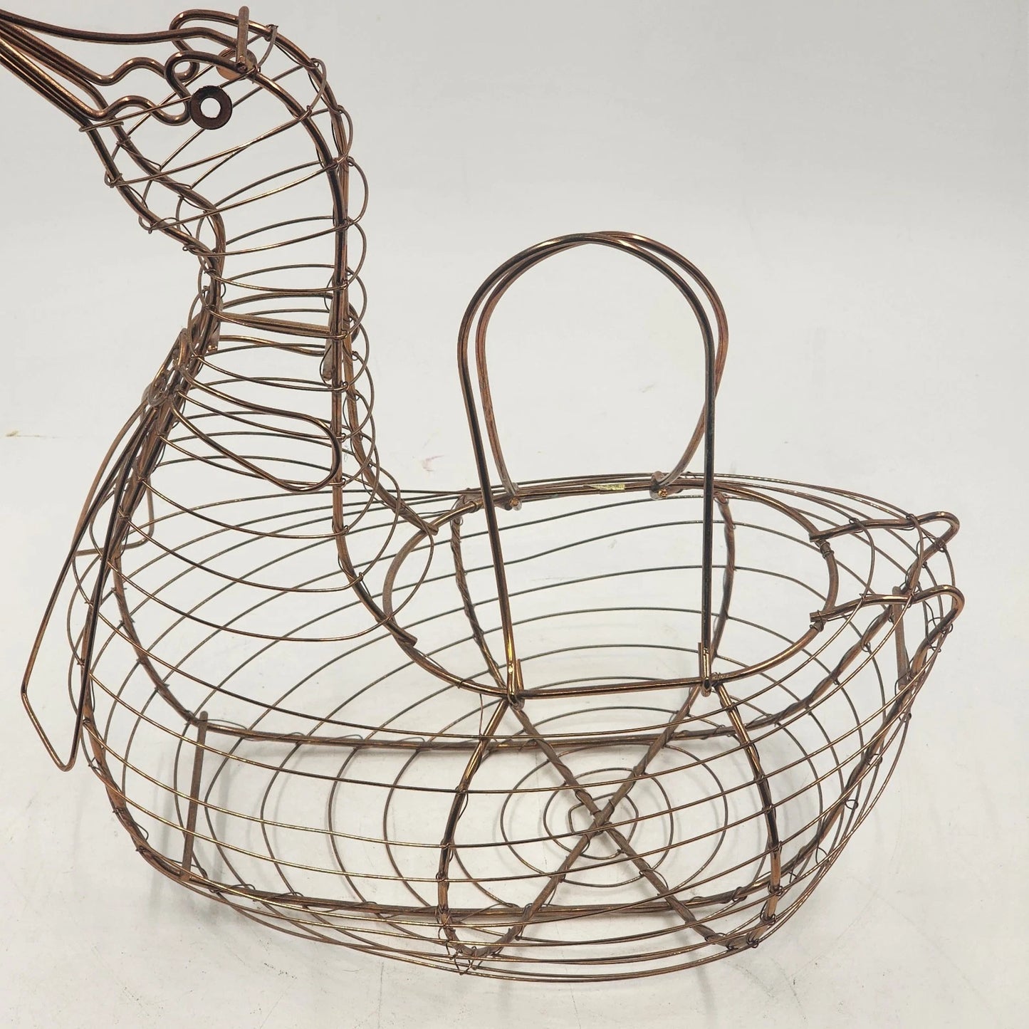 Wire Duck Egg Basket Rustic Farmhouse Gathering Kitchen Fruit Storage 12" Vtg