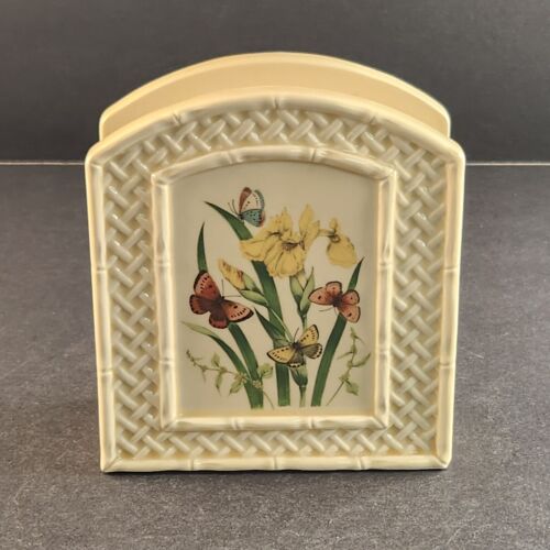 Napkin Holder Enesco Butterfly Garden Trellis Japan Vintage Ceramic 5" T x 4" W