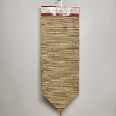 Table Runner Gold White Tradewinds Designer Collection Linen 13x72 Tapered Ends