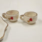 10pcs Miniature Tea Set White Red Heart Chintz Decal Gold Trim 4.5"x3" Taiwan