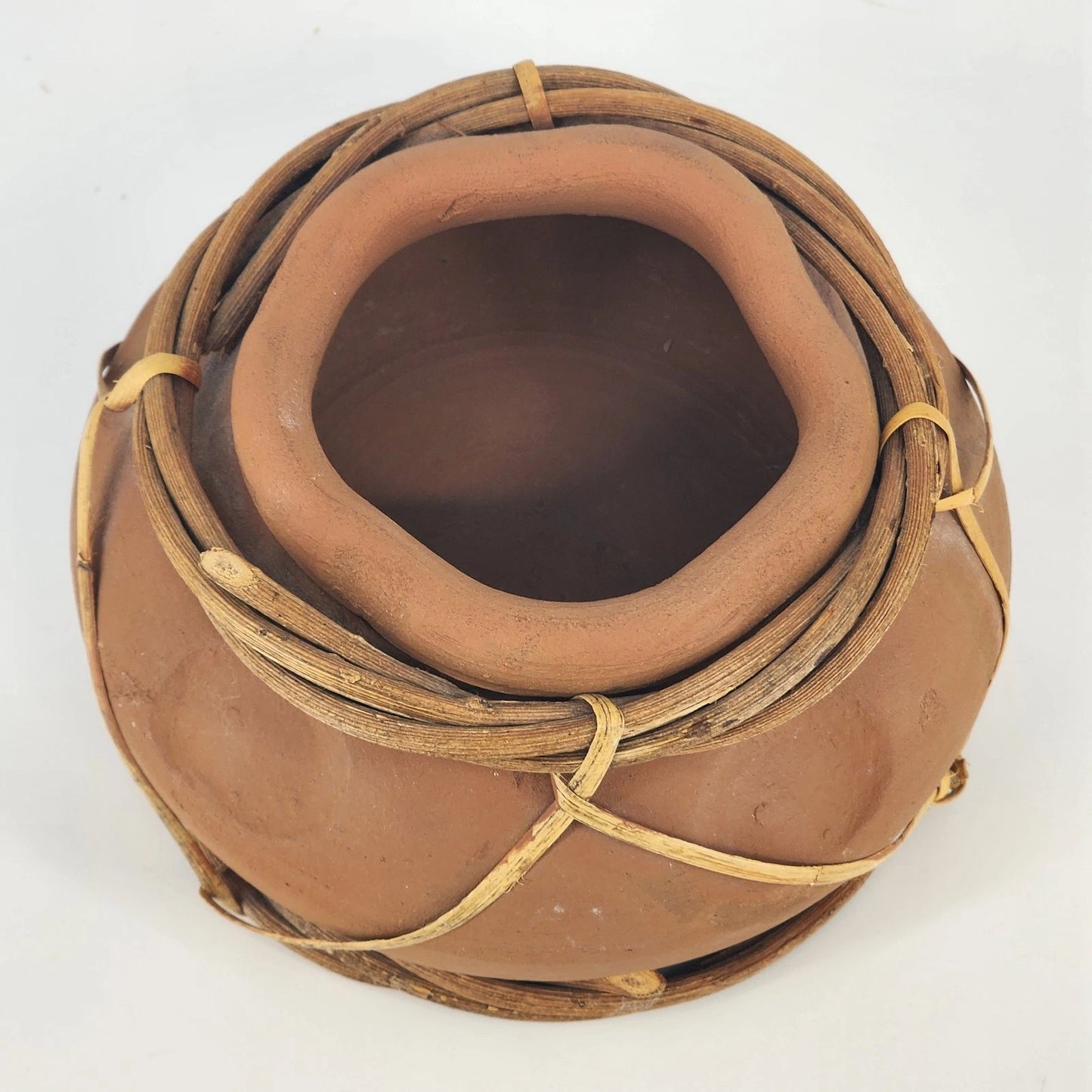 Orange Clay Pot Jug Pottery Vessel Folk Art Native American Style Terracotta Vtg
