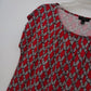 Talbots Petites Red Geometric Boat Neck Blouse Womens SP Top