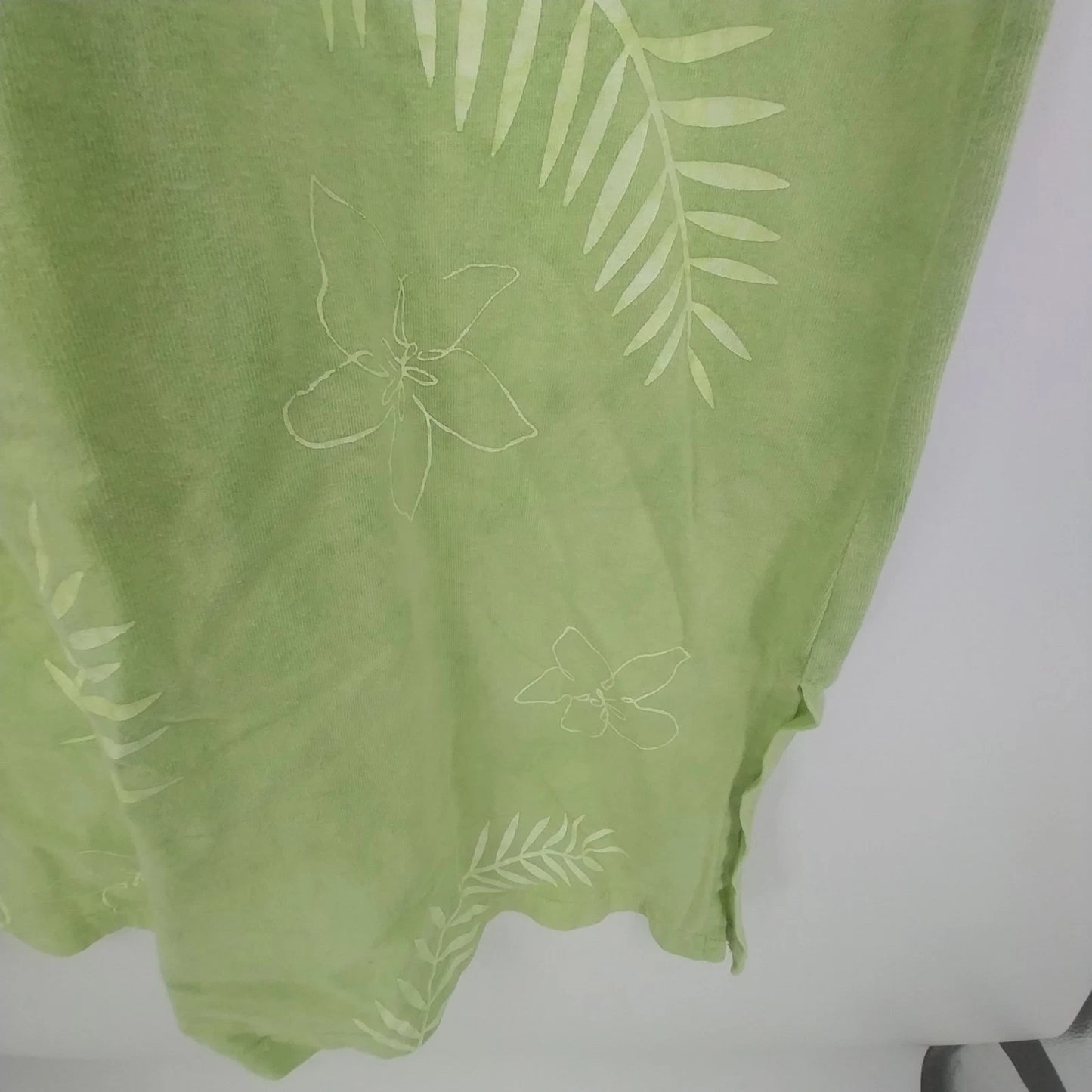 M Mac Shift Dress Lime Green Palm Leaf Floral Print Medium Short Sleeve