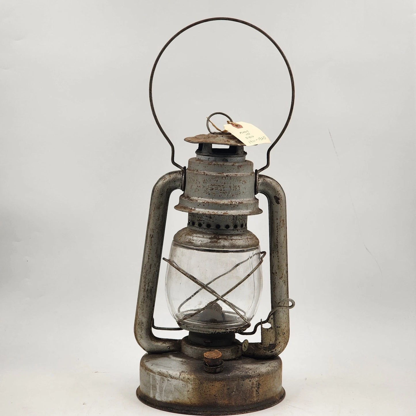 Antique Sta-Lit Kerosene Lantern Warren Stamping Original 14" Farmhouse Light