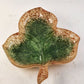 Rainbow Glass Company Divided Leaf Trinket and Nut Dish Reverse Painted Vintage