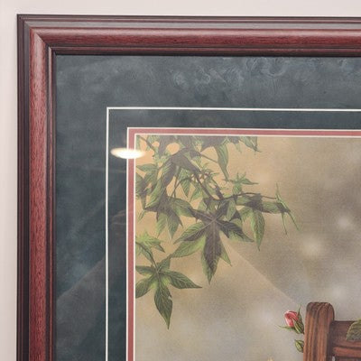 Sweethearts Print with Red Cardinal Bird & Rose Flower by Gregory Clair 20"x29"