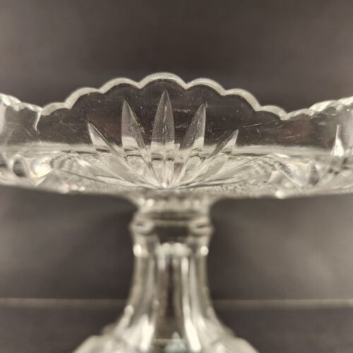 Duncan Miller Pedestal Cake Stand EAPG Paneled Diamond Quartered Block Vintage