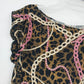 JTB Leopard Chain Print Top Women's Petite Large Ruffle Cap Sleeve Stretch Tee
