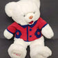 White Plush Teddy Bear 2001 Stuffed Animal Toy 24" Red Sweater JC Penney Vintage