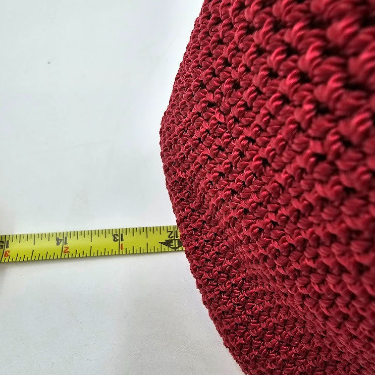 The Sak Red Woven Crochet Shoulder Bag Purse Leather Strap 12"x10"x6" Vintage