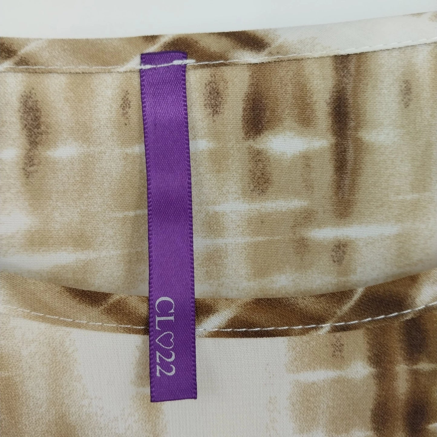 CL♡22 Tie Dye Dress Gold White Roll-Tab Sleeve Waist Tie Women's Large
