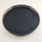 Reticulated Round Cocktail Serving Tray Black Formica Silver Plated 10.5" Vtg