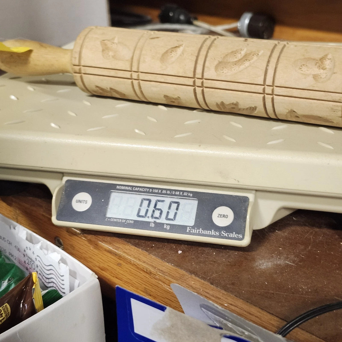 Springerle Cookie Roller Mold Rolling Pin 15" Embossed Natural Wood West Germany