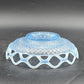 Imperial Katy Blue Bowl Opalescent Diamond Lace Edge Depression Glass 8"