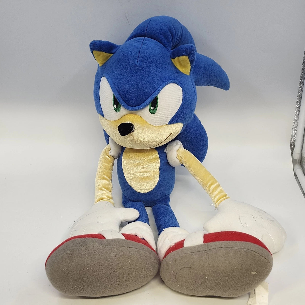 Sonic the Hedgehog Large Blue Plush Gold Arms Belly Stuffed Toy AS IS Repair