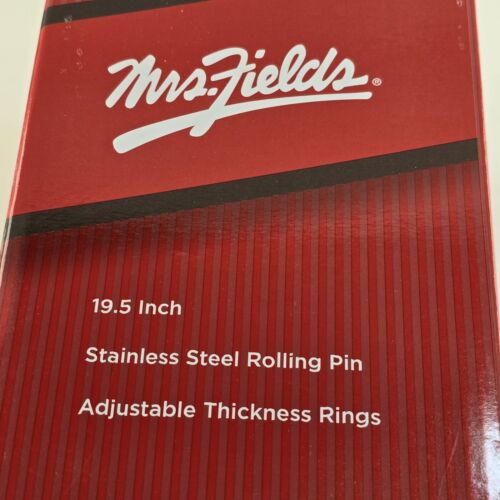 Mrs Fields Stainless Steel Rolling Pin 19.5" Adjustable Thickness Rings NIB