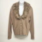 New York & Company Tan Cardigan Faux Fur Collar Size Medium