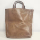 Brown Faux Leather Women's Tote Bag Large Shopper Korean Style Minimalist 16"h