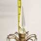 2 Gilt Brass Candelabra Table Lamps Antique Drop Crystal Prisms 4 Candle Lights