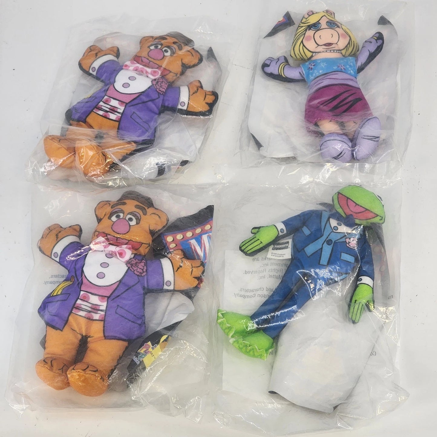 Muppets Plush Set 4pc Kermit Miss Piggy Fozzie Blockbuster Promo NOS Vintage