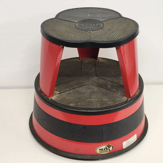 Vestil Red Steel Rolling Step Stool 2-Step 500 lb Capacity Industrial Made USA