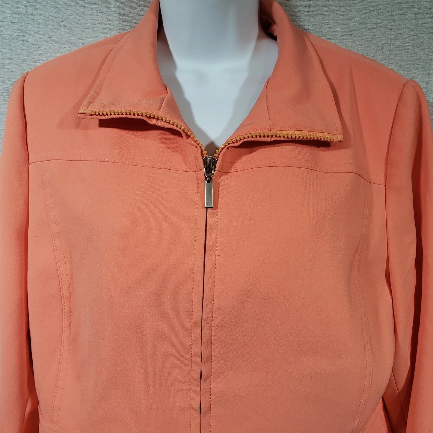 Anne Klein Womens Medium Peach Zip Jacket Spring Polyester Blend Tapered Vietnam