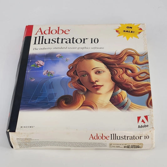 Adobe Illustrator 10 PC Windows Vintage Software Big Box Serial Number Manual