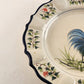 Ceramic Pottery Decorative Rooster Round Plate Country Farmhouse w/ Blue Trim
