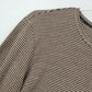 Evan-Picone Women's Long Sleeve Striped Knit Top Brown Black Crew Neck Small