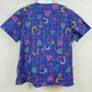 B Scrubs Blue Pattern Uniform Top Womens 1XL 3 Pocket Scrubs NWT
