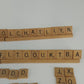 Scrabble Wood Tile Set 98 Letters 2 Blanks 4 7" Wood Tile Holders 1948 Vtg USA