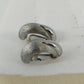 Silver Tone Half Hoop Clip On Earrings Textured Brushed Teardrop Vintage