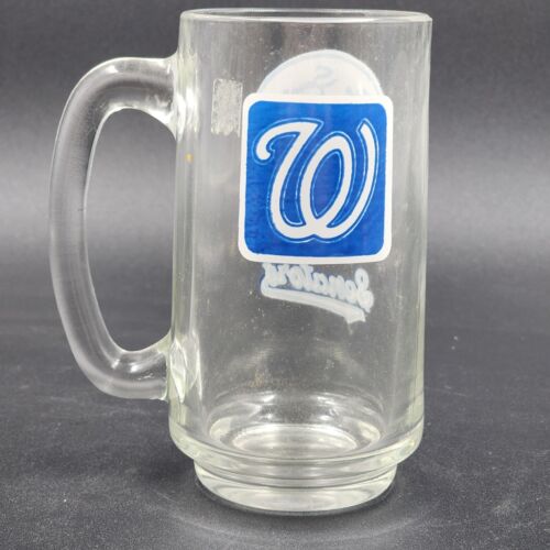 Washington Senators MLB Clear Glass Beer Mug Baseball Team 5.5" Tall 1960's Vtg