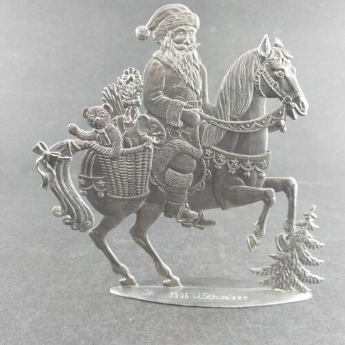 Wilhelm Schweizer Pewter Santa Claus Riding a Horse 1996 Signed Germany 5"L