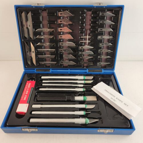 Precision Knife Set Xacto Craft Cutting 52 Pc Case Stone Blades 7 Holders