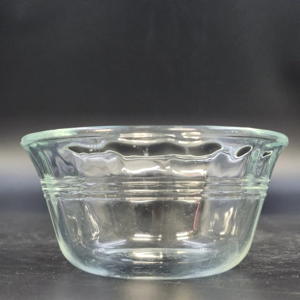 6 Pc Pyrex 463 Clear Glass Custard Cups Bowls Ramekins 6 oz Scalloped Flared Rim
