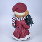 Resin Christmas Teddy Bear Figurine Red Coat Puppy & Tree 11" Holiday Ornament