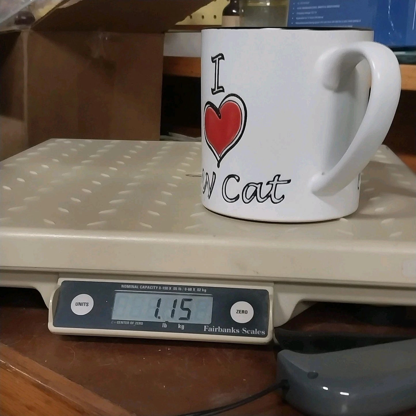 Spectrum Designz I Love My Cat Large 22 oz Ceramic Coffee Mug Red Interior 4.25"