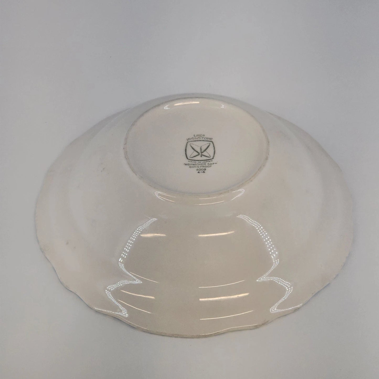 Linda Ironstone Vegetable Bowl 4008 Pottery Blue White Gingham Checked 9" Japan